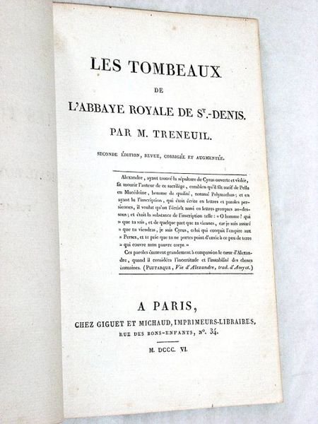Les Tombeaux de l'Abbaye Royale de St.-Denis, poème élégiaque. Seconde …