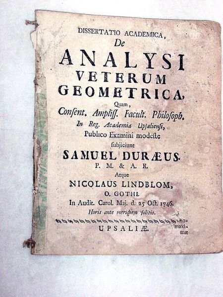 De analysi veterum geometrica.