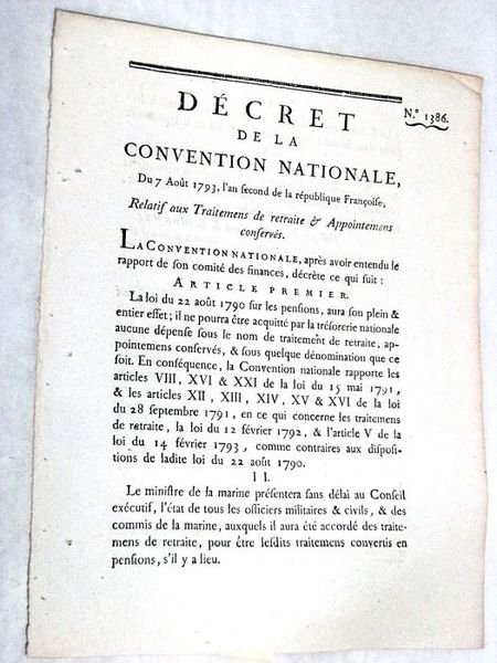 DÉCRETDE LA CONVENTION NATIONALE, du 7 août 1793, l'an second …