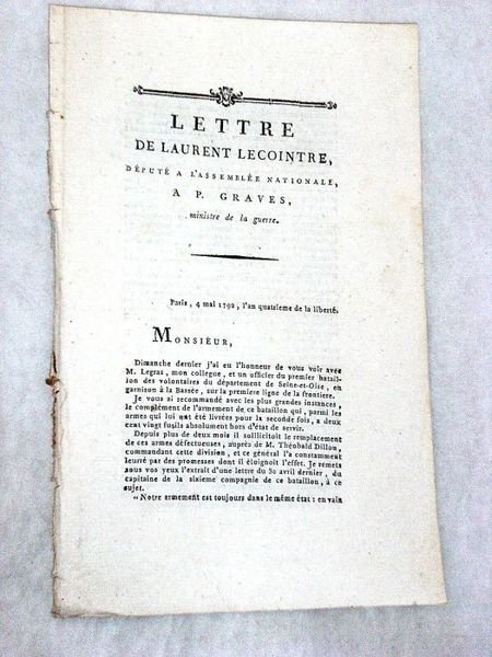 Lettre à P. Graves, ministre de la Guerre.