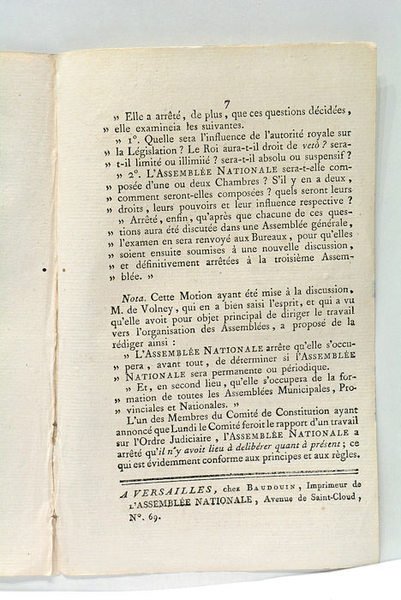 Motion à la séance du 14 août 1789.