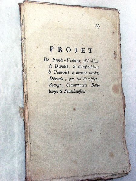 PROJET de Procès-Verbaux d'élection de Députés , et d'Instruction et …