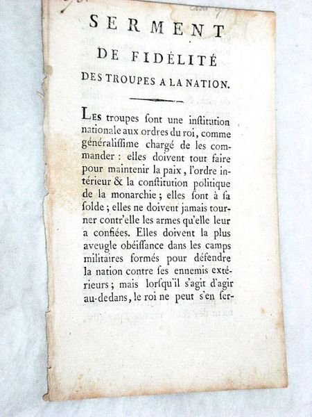 SERMENT de fidélité des troupes à la Nation.