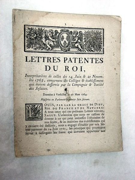 LETTRE PATENTES du roi, interprétatives de celles des 14 juin …