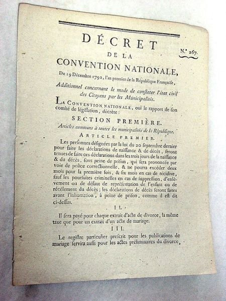 DÉCRET DE LA CONVENTION NATIONALE, du 19 décembre 1792, l'an …