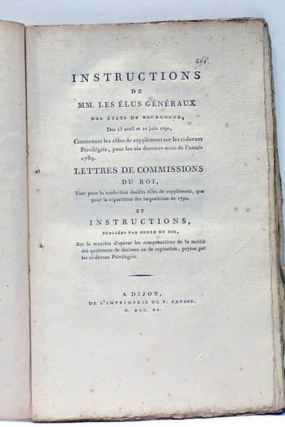 INSTRUCTIONS de MM. Les élus généraux des états de Bourgogne, …