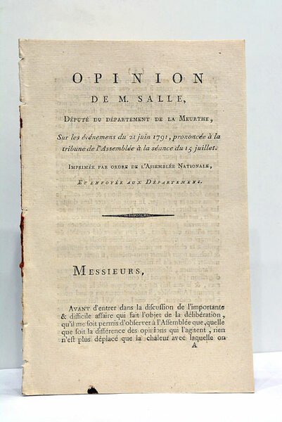 Opinion sur les événemens du 21 juin 1791, prononcée à …