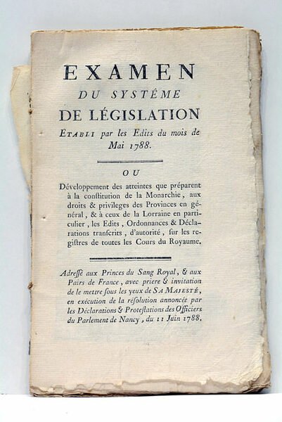 Examen du systême de législation établi par les Édits du …