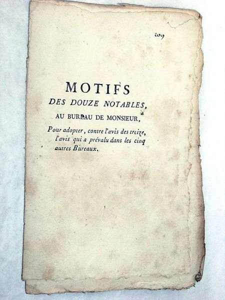 MOTIFS des douze notables, au bureau de Monsieur, pour adopter, …