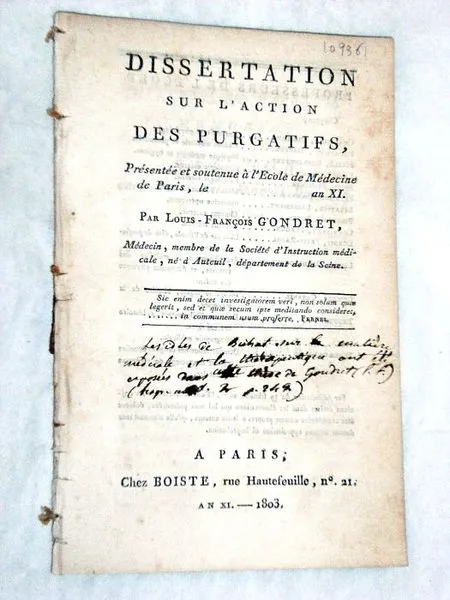 Dissertation sur l'action des purgatifs. | Immagine Gallery 1