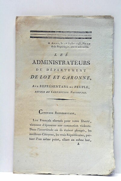 ADMINISTRATEURS (LES) DU DÉPARTEMENT DE LOT ET GARONNE, AUX REPRÉSENTANTS …