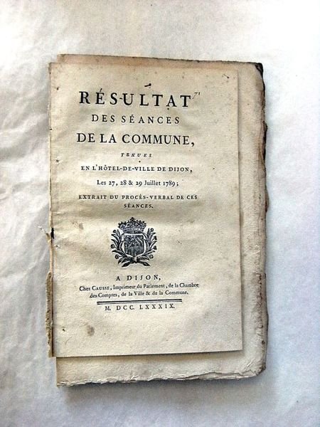 RÉSULTAT des séances de la commune, tenues en l'hôtel-de-ville de …