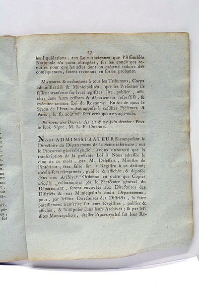 LOI relative à l'Instruction pour le paiement des Dixmes.