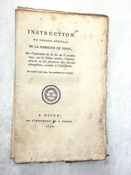 INSTRUCTION du conseil général de la commune de Dijon, sur …