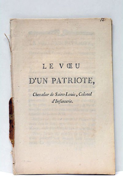 VOEU (Le) d'un patriote, chevalier de Saint-Louis, colonel d'infanterie.