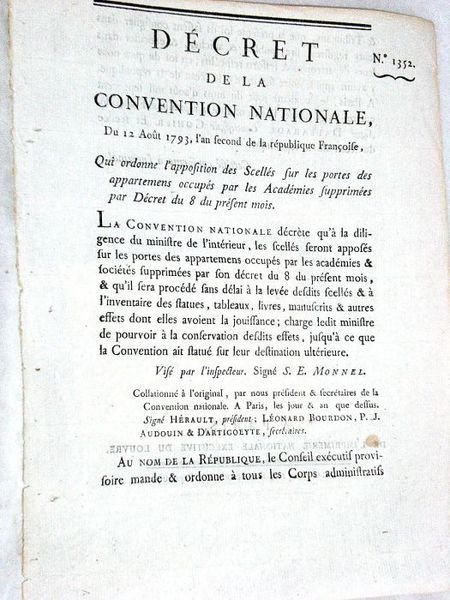 DÉCRET de la Convention Nationale, du 12 août 1793, l'an …