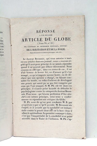 Réponse à un article du Globe (tome VI, nº74) sur …