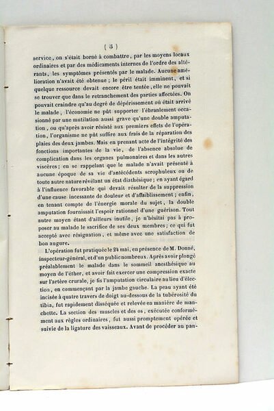 Observation clinique suivie de réflexions sur les amputations doubles.