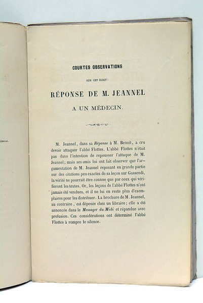 Courtes observations sur cet écrit: Réponse de M. Jeannel à …