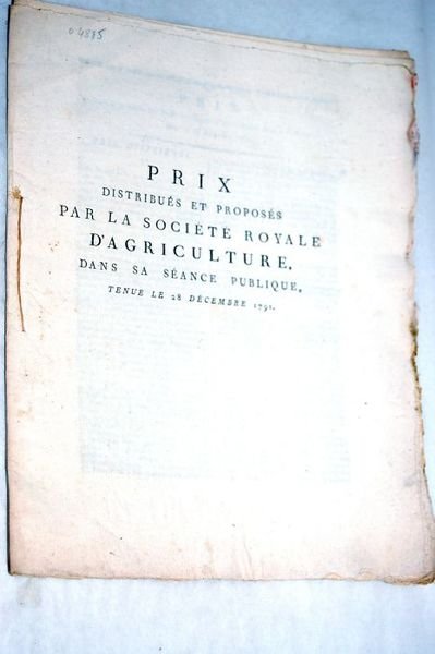 PRIX distribués et proposés par la Société Royale d'Agriculture, dans …