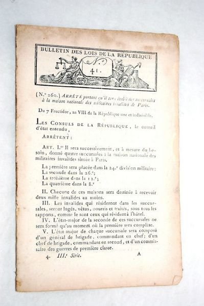 Bulletin des lois de la République. Nº41. Arrêté portant qu'il …