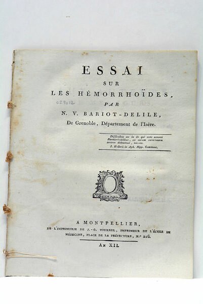 Essai sur les hémorrhoïdes.