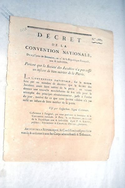 DÉCRET DE LA CONVENTION NATIONALE du 23e jour de Brumaire …