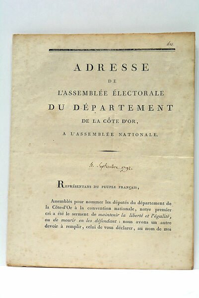 ADRESSE DE L'ASSEMBLÉE ÉLECTORALE DU DÉPARTEMENT DE LA CÔTE D'OR, …