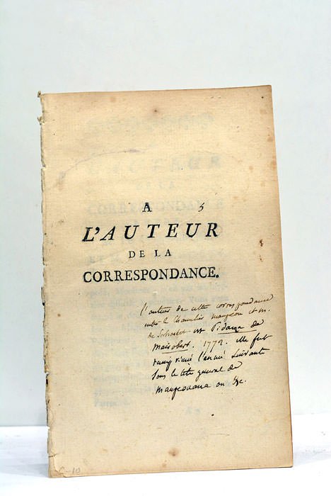 A l'Auteur de la correspondance entre M. Le Chancelier et …