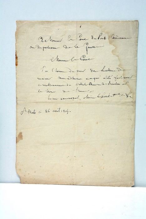 A MONSIEUR LE COMTE DU PONT, Commissaire du Département de …