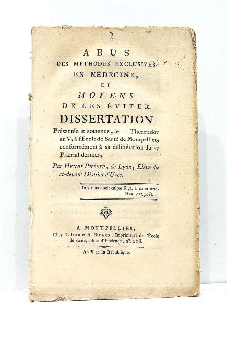Abus des Méthodes exclusives en Médecine, et Moyens de les …
