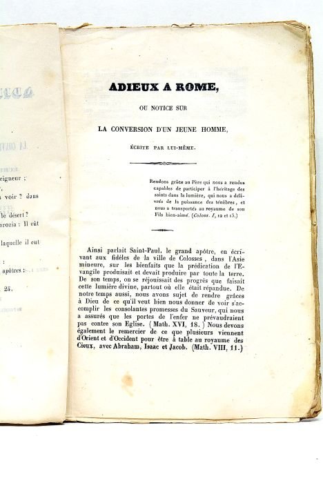 Adieux à Rome ou notice sur la Conversion d'un jeune …