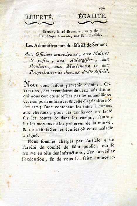 ADMINISTRATEURS (LES) DU DISTRICT DE SEMUR, AUX OFFICIERS MUNICIPAUX, aux …