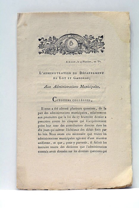 ADMINISTRATION (L') DU DÉPARTEMENT DE LOT ET GARONNE; AUX ADMINISTRATIONS …