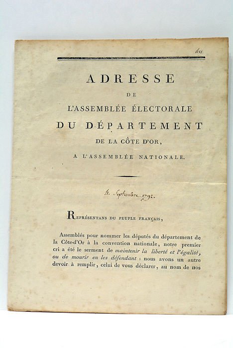 ADRESSE DE L'ASSEMBLÉE ÉLECTORALE DU DÉPARTEMENT DE LA CÔTE D'OR, …