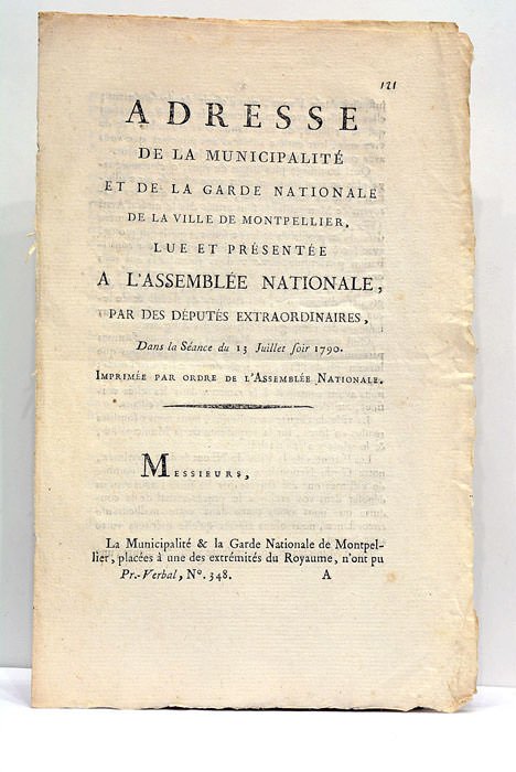 ADRESSE de la Municipalité et de la Garde Nationale de …