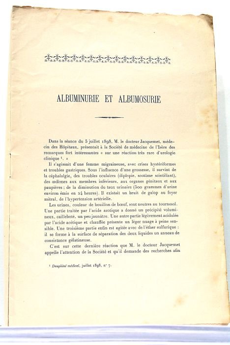 Albuminurie et albumosurie.
