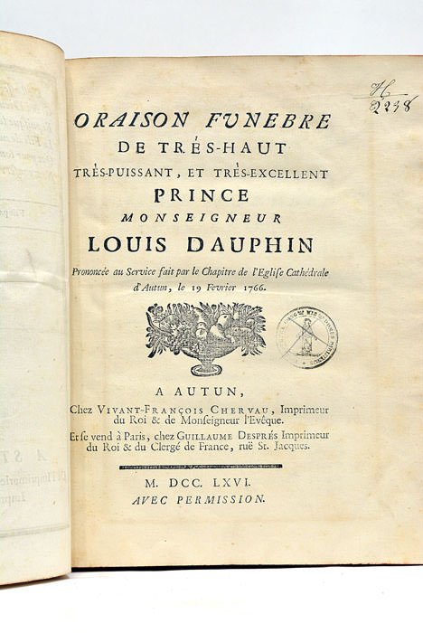 ALLEGORIE à la Gloire de M. le Dauphin. S.l.n.d. (1766). …