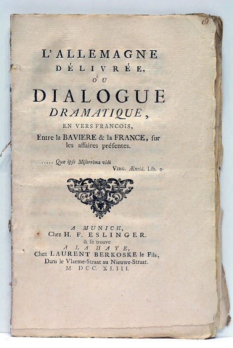 ALLEMAGNE DELIVREE (L'), OU DIALOGUE DRAMATIQUE, en vers francois, entre …