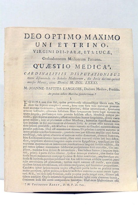 An prolem lactare Matribus saluberrimum?