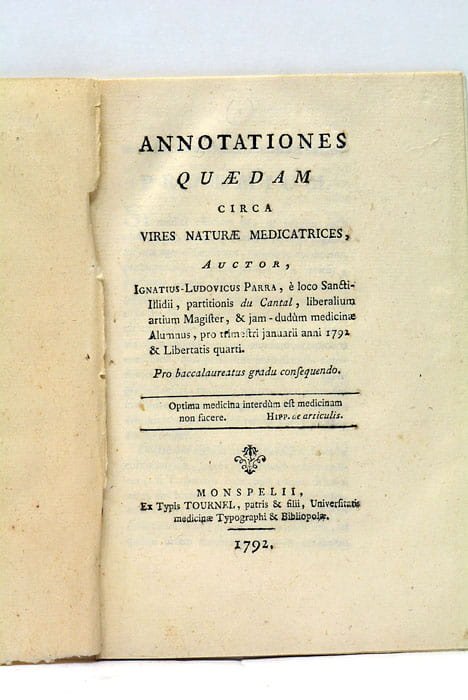 Annotationes quaedam circa Vires Naturae Medicatrices.