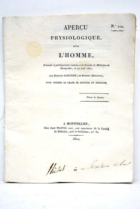 Aperçu physiologique sur l'homme, présenté et publiquement soutenu à la …