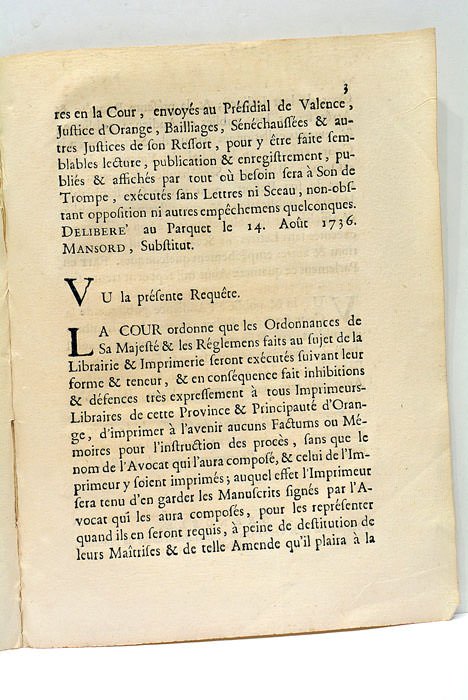 ARREST de la Cour de Parlement, Aydes et Finances de …