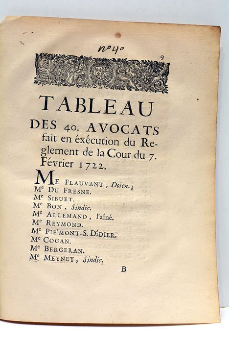 ARREST DE LA COUR DE PARLEMENT, AYDES ET FINANCES DE …