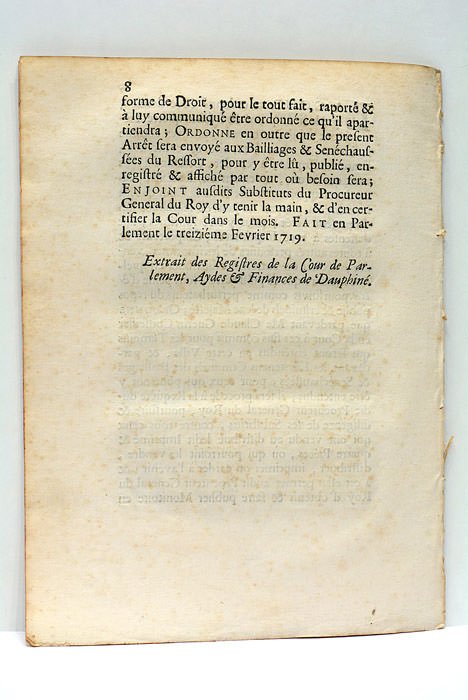 ARREST DE LA COUR DE PARLEMENT AYDES ET FINANCES DE …