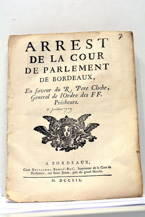 ARREST DE LA COUR DE PARLEMENT DE BORDEAUX, en faveur …