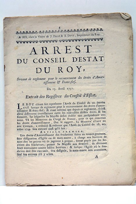 ARREST DU CONSEIL D'ESTAT DU ROY, Servant de reglement pour …