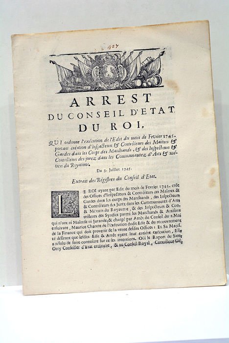 ARREST du Conseil d'Etat du Roi, Qui ordonne l'exécution de …