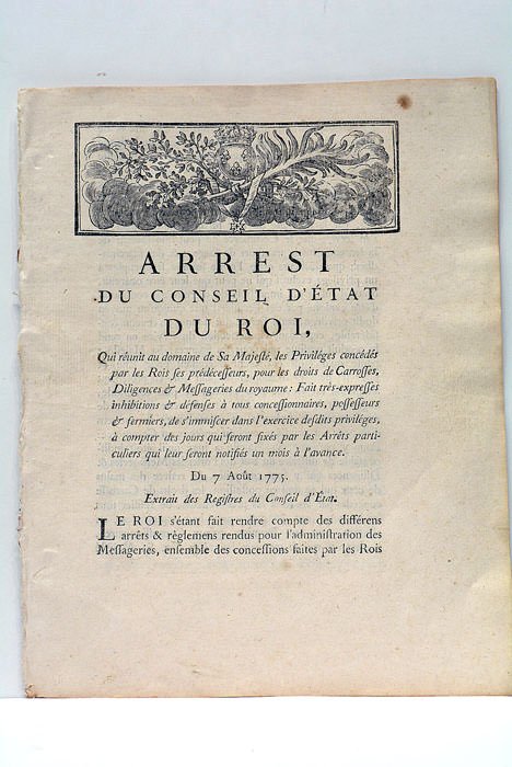 ARREST DU CONSEIL D'ÉTAT DU ROI, qui réunit au domaine …
