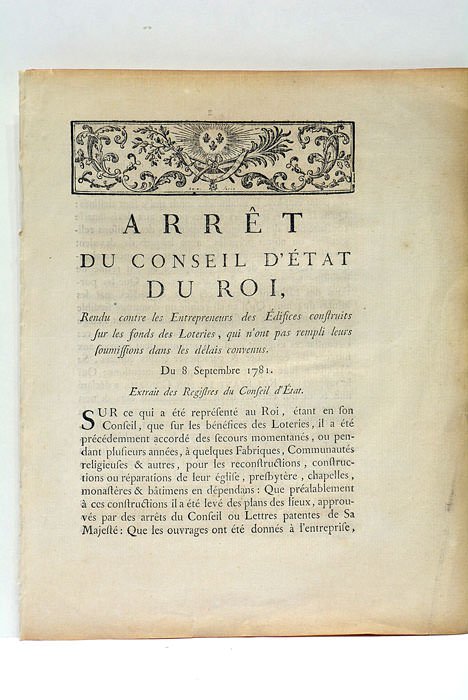 ARRÊT DU CONSEIL D'ÉTAT DU ROI, RENDU CONTRE LES ENTREPRENEURS …